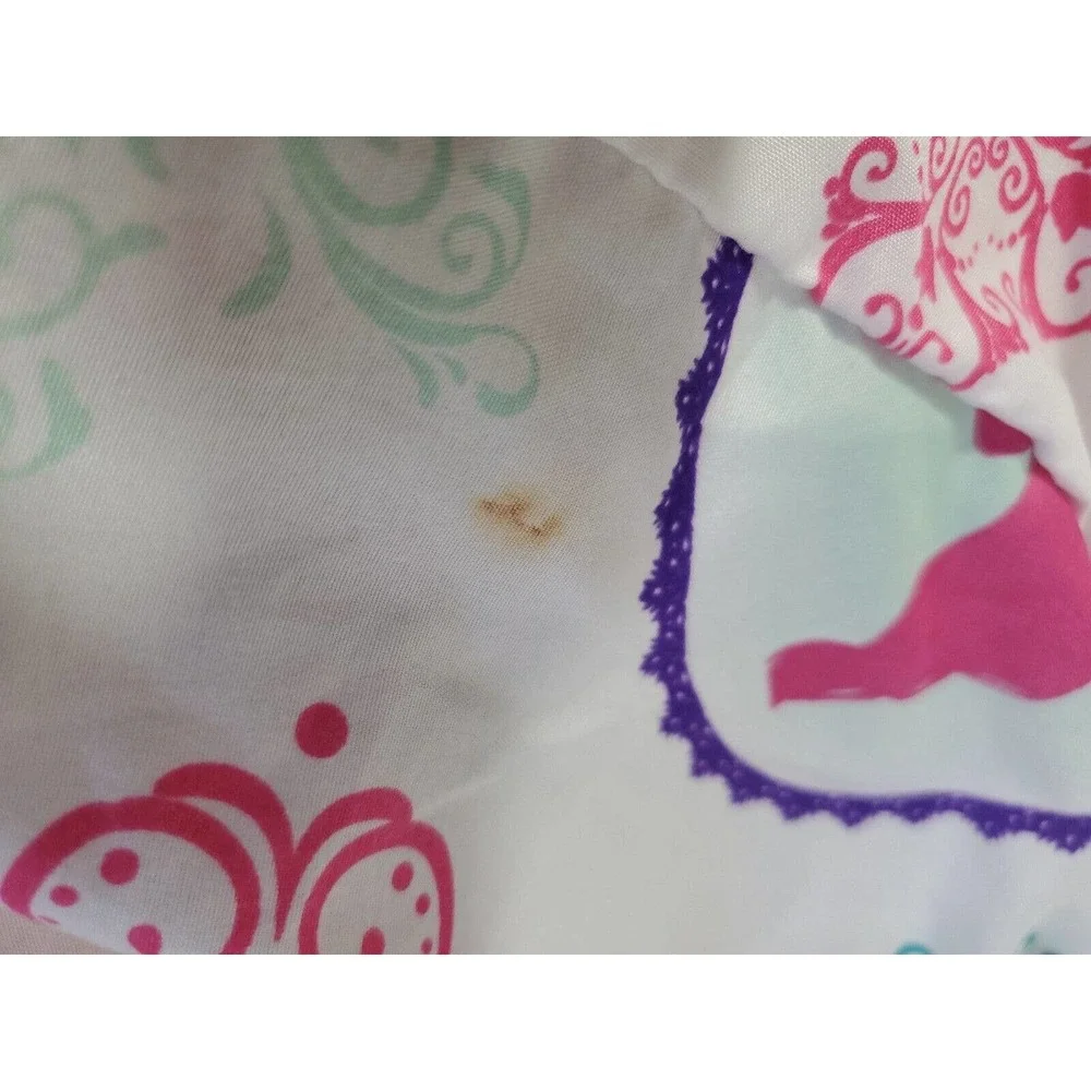 Disney1  Full Size Fitted Sheet Pink Purple Girl's White